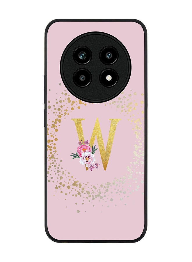 For Realme 13 Pro / 13 Pro+ Case,Slim fit Camera Protection, Shockproof Thin Phone cover  - Custom Monogram Floral - W  (Pink )